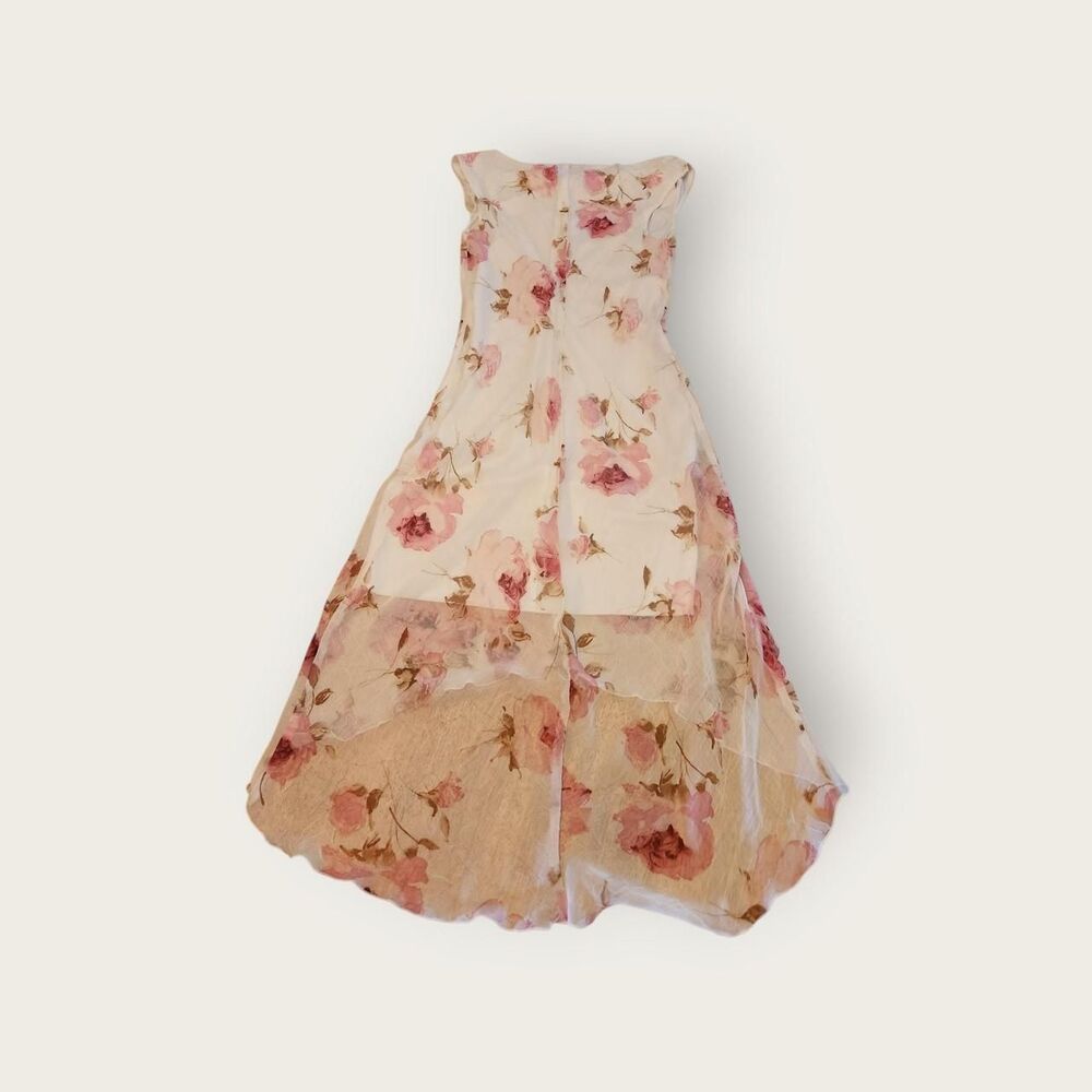 Vintage Y2k City Triangles Pink Flowy Sheer preppy cottage maxi dress Size M - Picture 2 of 4